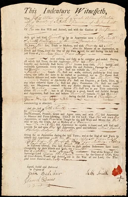 John Allen indentured to apprentice with Seth Smith of Boston, 12 October 1767