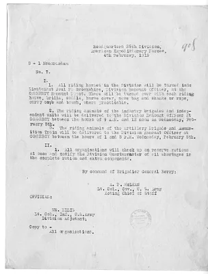 G-1 Memorandum Number 7 from Lieutenant Colonel A. F. McLean