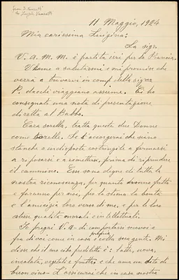 Bartolomeo Vanzetti autographed letter signed to Luigia Vanzetti, [Charlestown], 11 May 1924