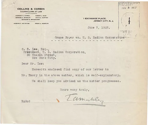 Letters Received to C.B. Lee, June 7, 1927