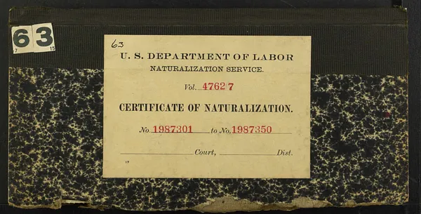 Volume 63, Certificates 1987301 - 1987350, 1924