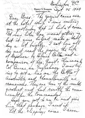 Letter from Harry S. Truman to Bess W. Truman
