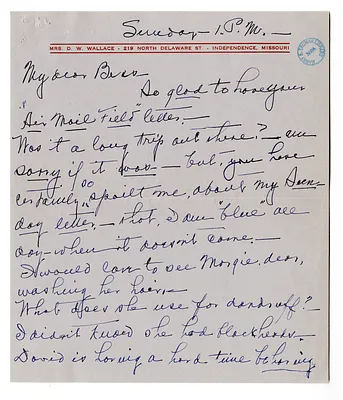 Letter from Madge Gates Wallace to Bess W. Truman