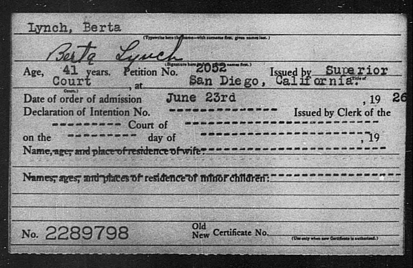 Lynch, Berta - 1926