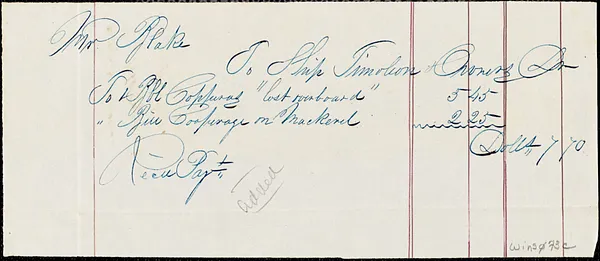 Receipt for items lost overboard