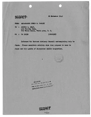 Cable from Edwin Pauley to Justin Wolf