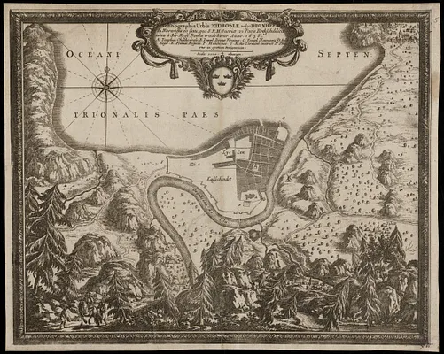 Ichnographia urbis Nidrosiae vulgo Dronheem in Norwegia eo statu, quo S.R.M. Sueciae vi pacis Rothschildica initae à Ser. Rege Daniae tradebatur anno 1658
