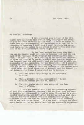 Letters Sent to Dr. Sochocky [Dr. S.A. Sochocky], June 2, 1921