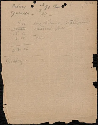 Autograph note, [1923?]