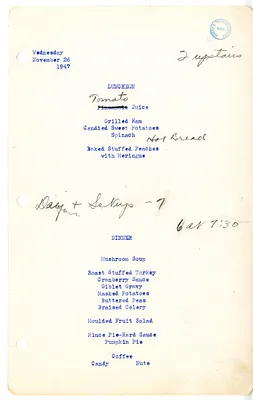 White House Menu