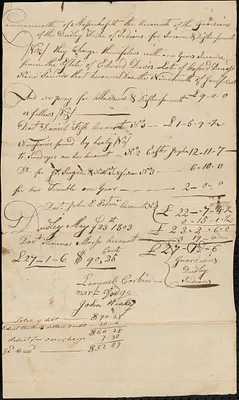 Accounts of Guardians of the Dudley Indians 1803