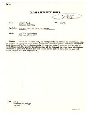 Cross Reference Memorandum