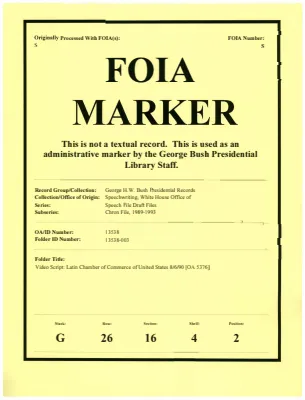 Video Script: Latin Chamber of Commerce of United States 8/6/90 [OA 5376]
