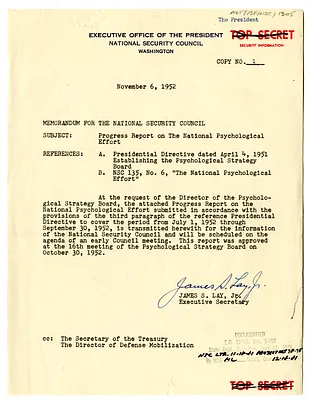 Memorandum from James S. Lay, Jr. to the National Security Council