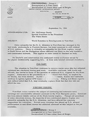 Memo for McGeorge Bundy from United States Information Agency dated 14 September 1963.