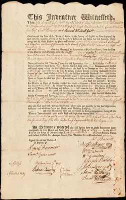 Sarah Fothergill indentured to apprentice with Cornelius Fellows of Gloucester, 17 May 1770