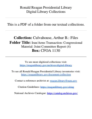 Iran/Arms Transaction: Congressional Material: Joint Committee Report (4)