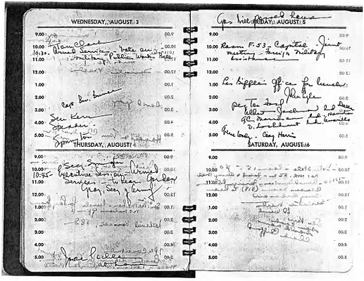 Lyndon Johnson's 1949 Desk Diary, beginning 8/3/1949