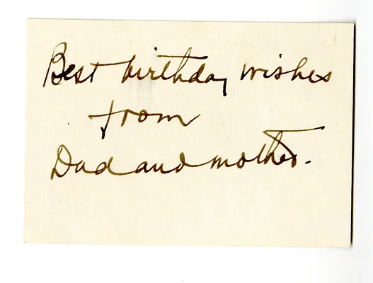 Note from Bess and Harry S. Truman to Margaret Truman