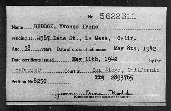 Beddoe, Yvonne Irene - 1942