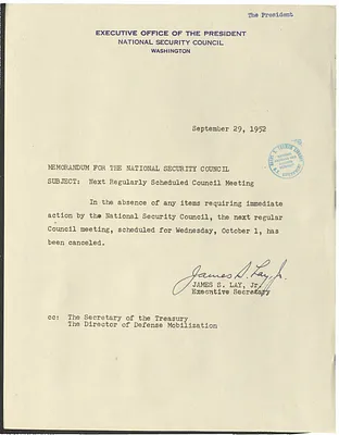 Memorandum from James S. Lay, Jr. to the National Security Council