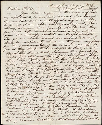 Letter from Chauncey L. Knapp, Montpelier, to Amos Augustus Phelps, Aug. 17. 1839