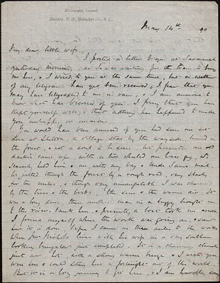 [John Biddulph Martin] autograph letter signed to [Victoria Woodhull Martin], Williams Island, Beaufort Co., South Carolina, May 14, 1890