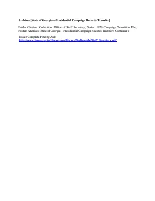 Archives - (State of Georgia - Presidential Campaign Records Transfer)