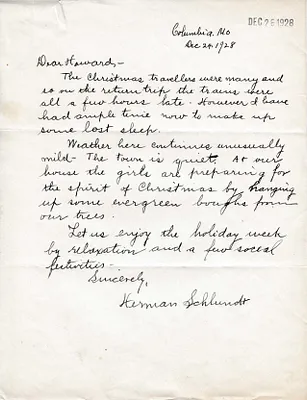 Letters Received to Howard [H.H. Barker], December 24, 1928