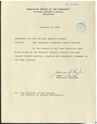 Memorandum from James S. Lay, Jr. to the National Security Council