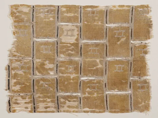 Fragment with stripes and geometric pattern