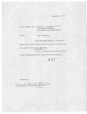 Memorandum from President Harry S. Truman to Charles Brannan, with Attachment