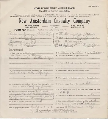 Accident report, July 18, 1918