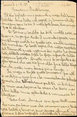 Margarita Ilario autographed letter signed to Bartolomeo Vanzetti, Torino, Italy, 1 July 1923