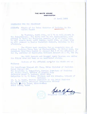 Memorandum from Brigadier General Robert Landry to President Harry S. Truman