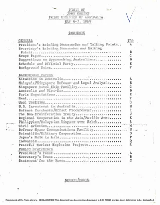 AUSTRALIA - Prime Minister Gorton Vol. 1 of 2 May 6-7, 1969 [1 of 2]