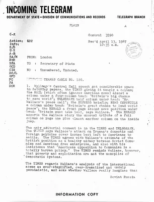 Telegram from London to the Secretary of State