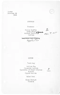 White House Luncheon and Dinner Menu