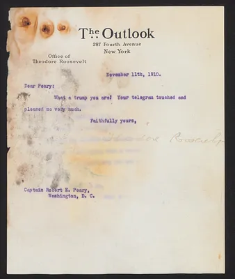 Letter from Theodore Roosevelt to Captain Robert E. Peary