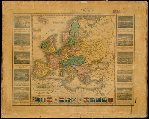 A map of Europe, and the countries bordering on the Mediterranean & Black Seas, from the latest authorities