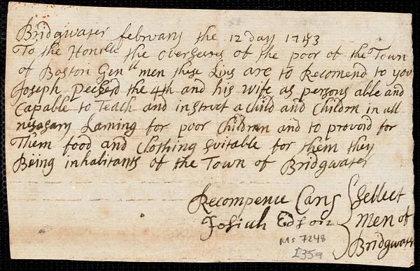 Ann Kisseth indentured to apprentice with Joseph Packard of Bridgewater, 21 February 1753