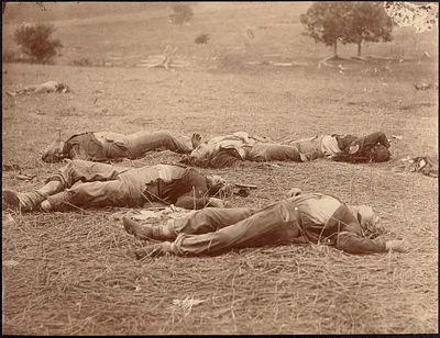 Union dead at Gettysburg; killed by canister