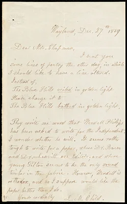 Letter from Lydia Maria Child, Wayland, to Maria Weston Chapman, Dec. 27th 1859