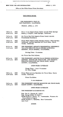 President's Trip to San Francisco, California [Schedule]