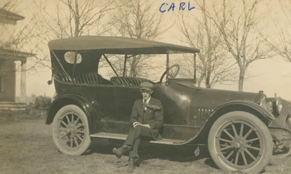 Carl Lewis with his 1928 Ford, Garner, United States