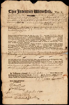 Richard Whitcomb indentured to apprentice with John Lawrence of Woburn, 2 June 1742