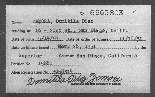 Zamora, Domitila Diaz - 1951