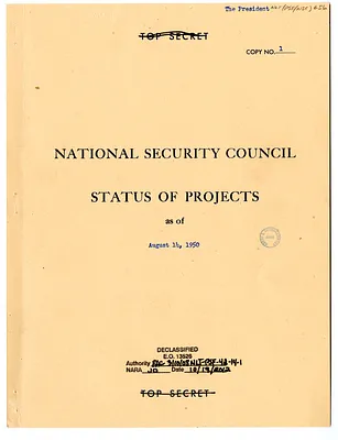 Report, National Security Council Status of Projects