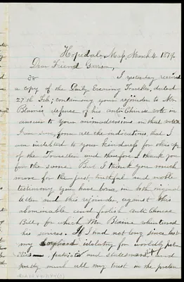 Letter from Adin Ballou, Hopedale, Mass, to William Lloyd Garrison, March 4, 1879