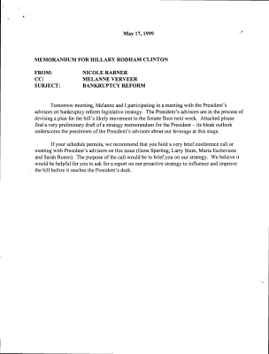 Bankruptcy - Internal Memos/Papers 1999 [1]